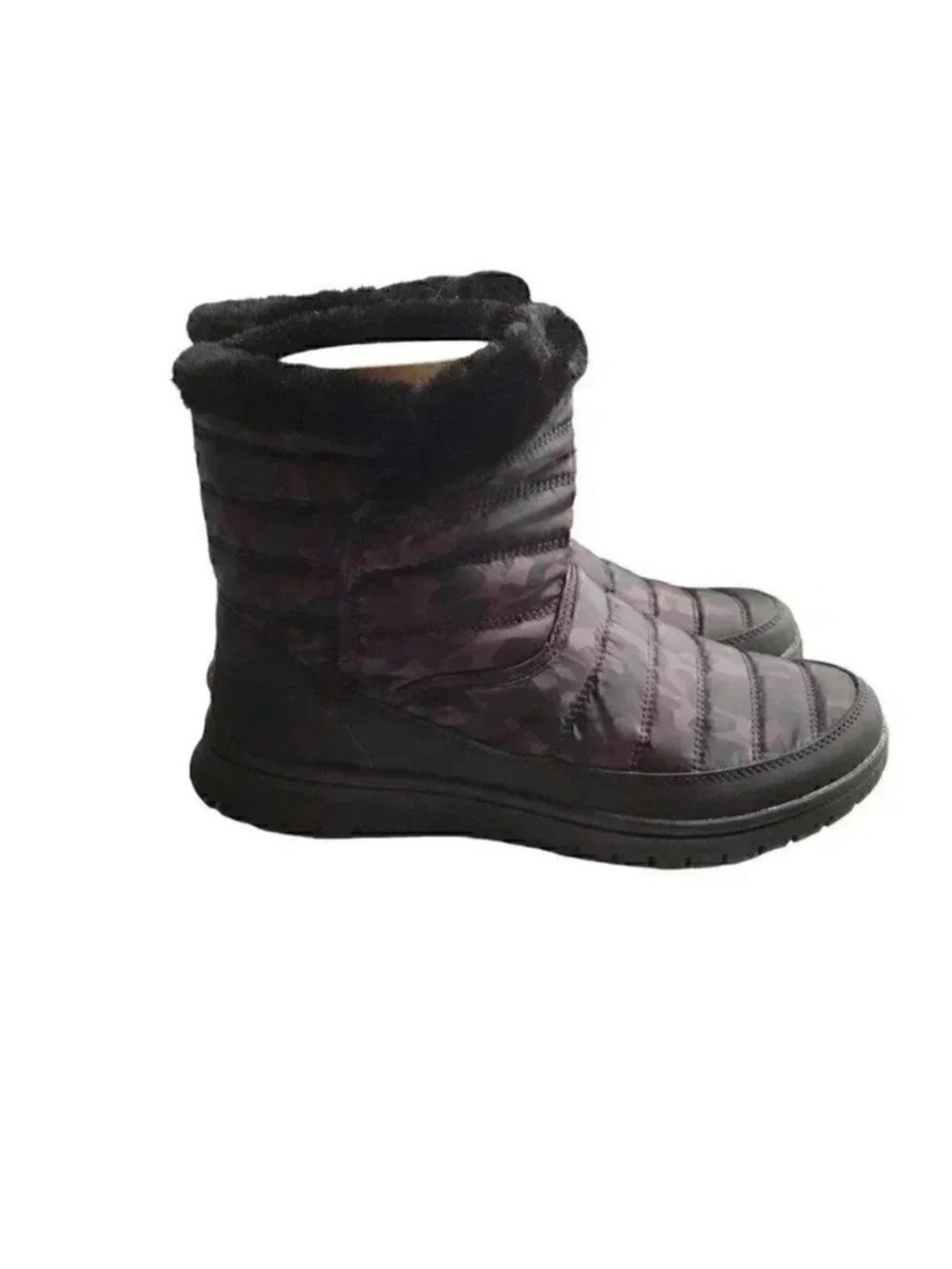 Ryka Suzy Women 7.5 Quilted Camo Water Repellant Snow Boots Black Faux Fur Vegan